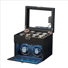 Standing 2-Slot Watch Winder + 8-Slot Storage Box With Light