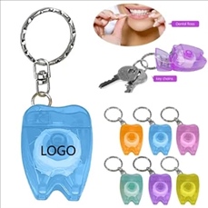 Waxed Tooth Shape Dental Floss Key Chain